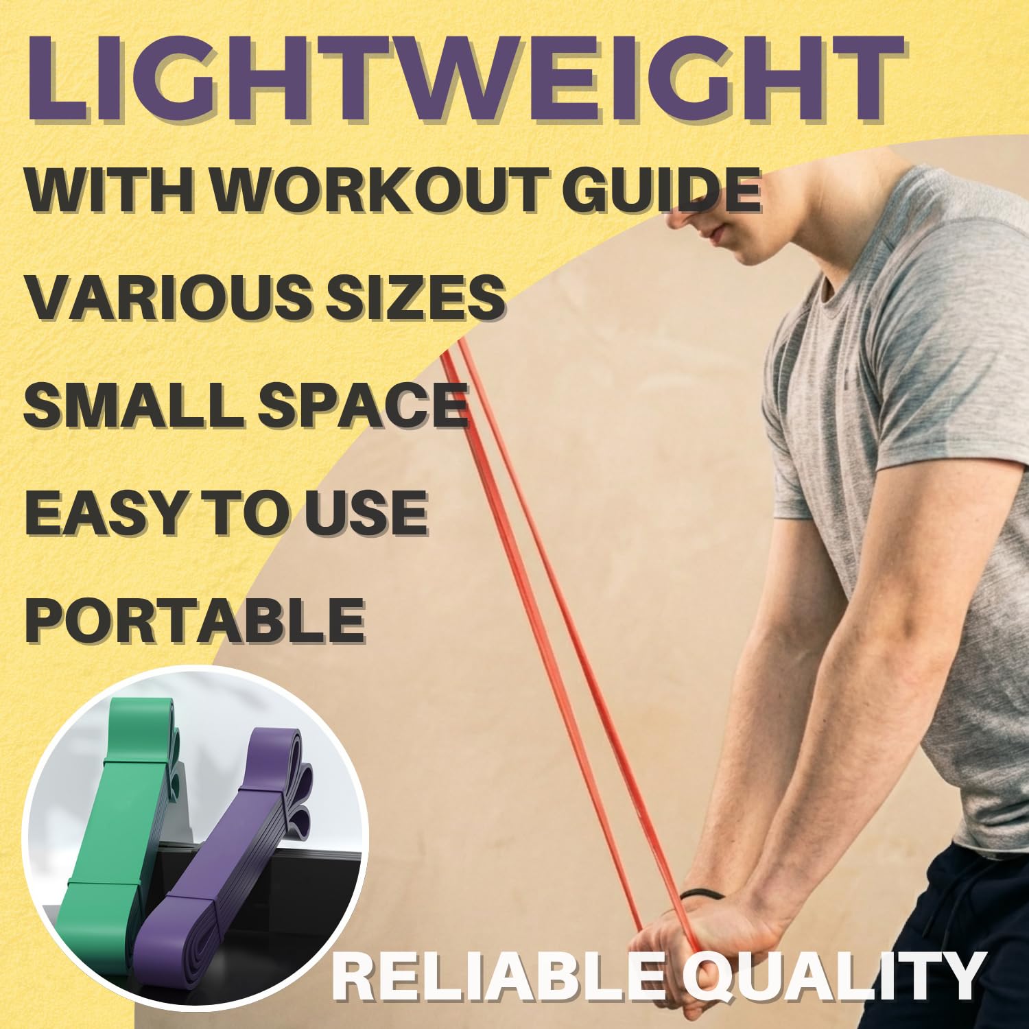LEZER Opaska oporowa, opaski do podciągania, opaski do ćwiczeń, opaski treningowe, elastyczne taśmy, domowa siłownia, fitness, rozciąganie, fizjoterapia, trening, joga, z instrukcją