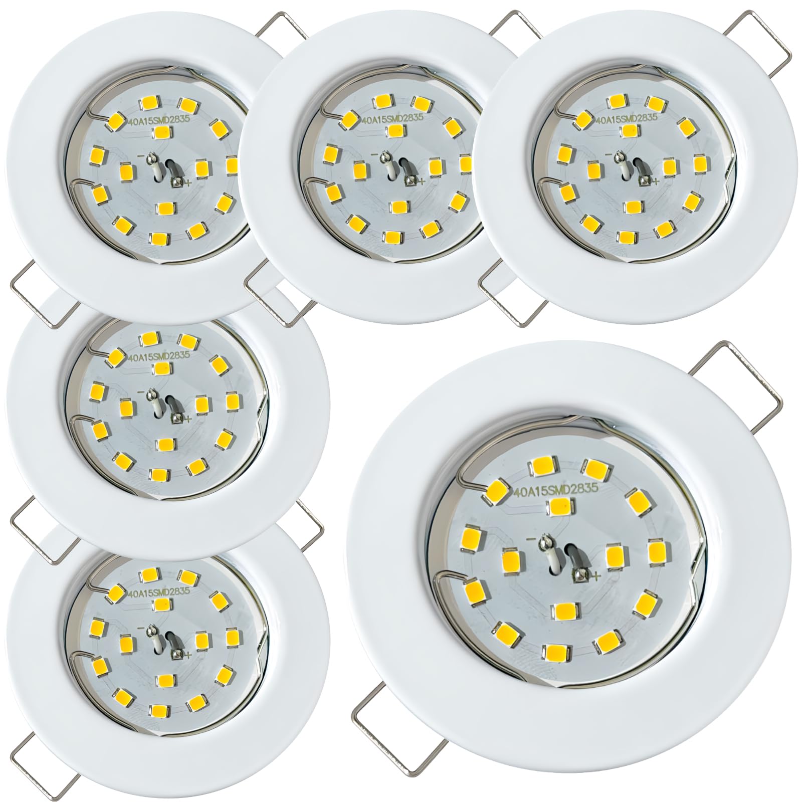 6 Stück flacher LED Einbaustrahler Lotta 230V 5W SMD Neutralweiß 4000K | IP20 | Farbe: Weiß | Kompakte Einbauleuchte | Moderner Deckenspot für Wohnbereich & Flur
