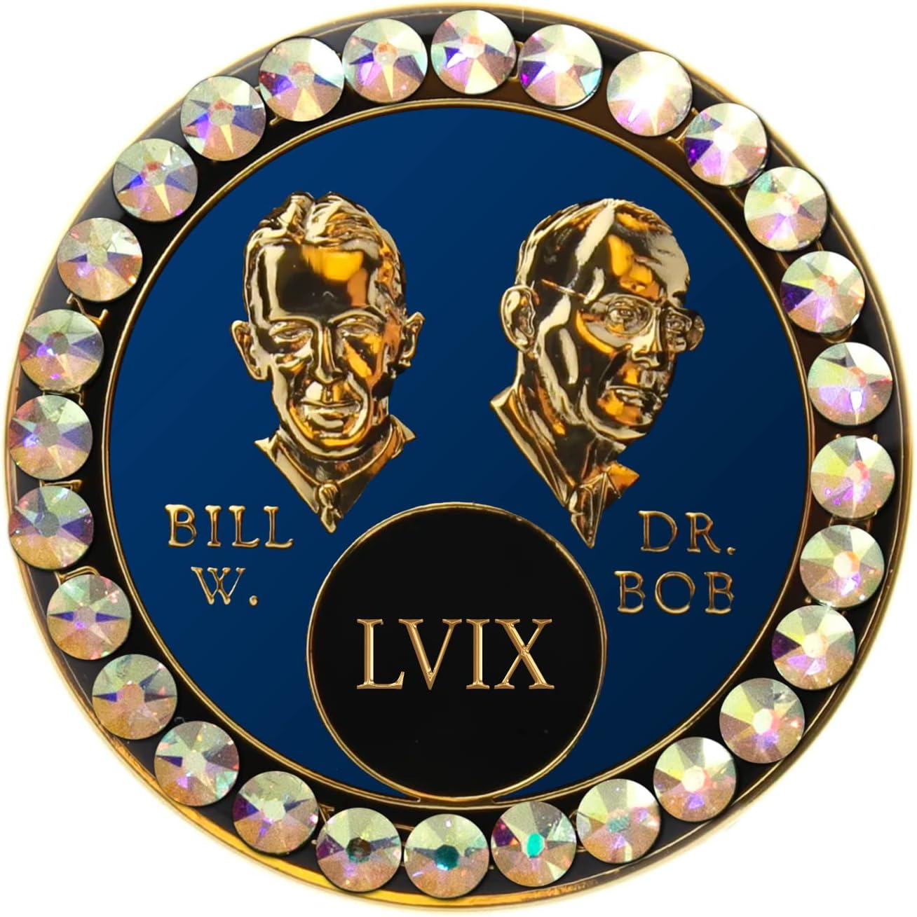 Sobriety Chip AA Blue Bill & Bob Triplate Aurora Borealis Bling (20 Year)