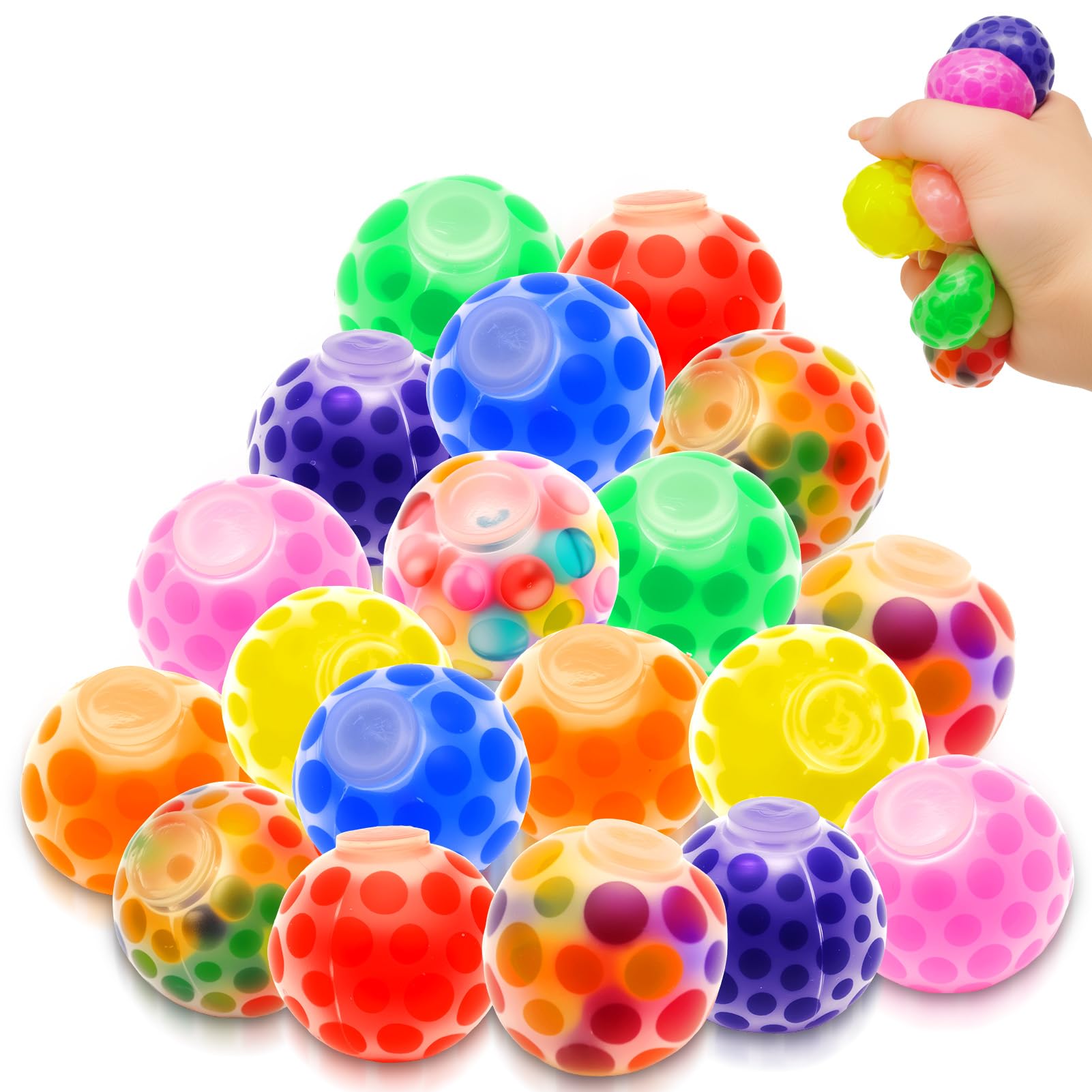 24 Stück Stressball, Antistressball, Anti Stress Spielzeug, Squishy Balls mit Wasserperlen, Quetschball, Knautschball Stressball, Knetball, Fidget Bälle für Angst Abbauen und Beruhigung Geschenke