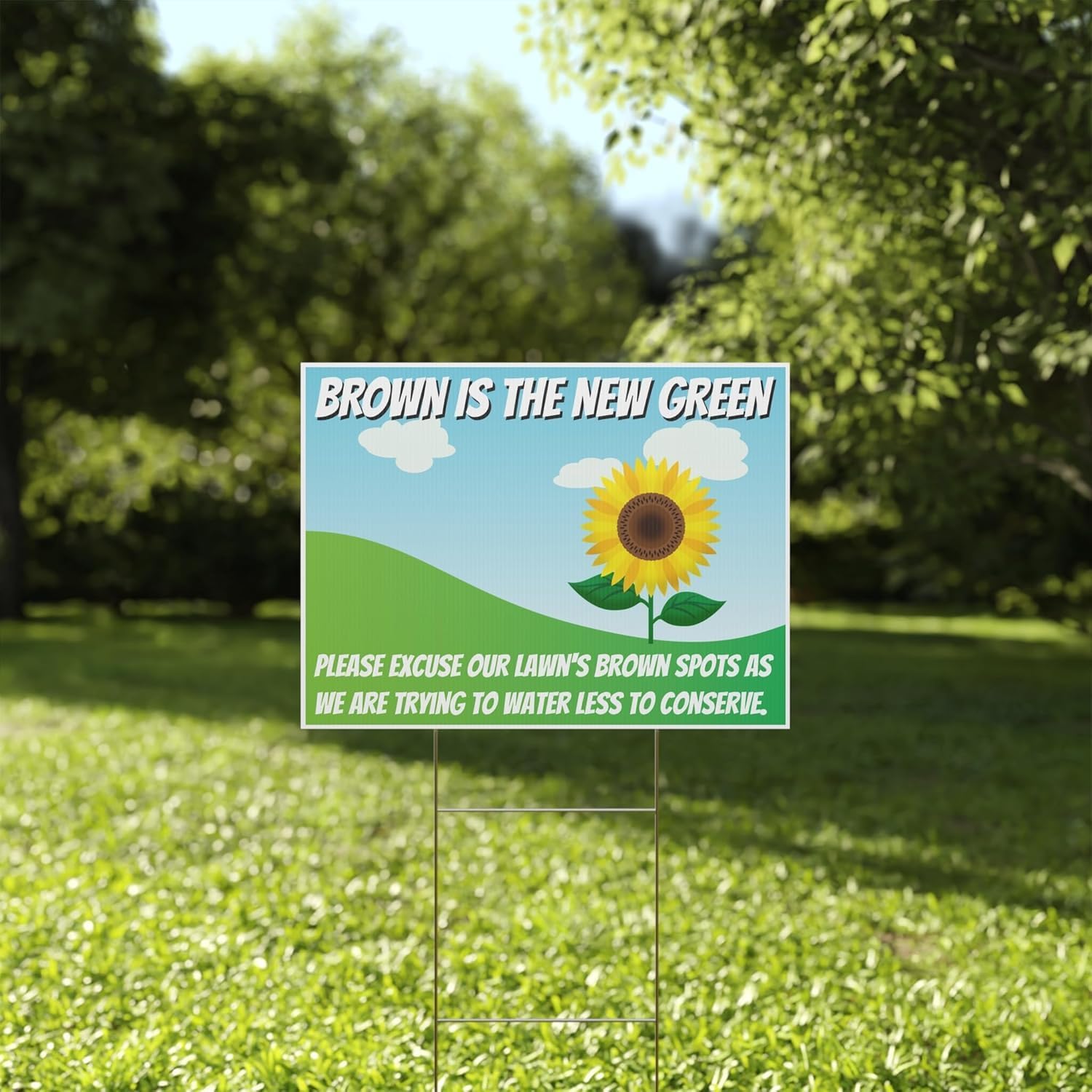 Conserve Water Yard Sign – Save Water Outdoor Lawn Sign, Double Sided Full Color, Weatherproof Corrugated Plastic with Metal H-Stake (Blue, 24x18 Inches)