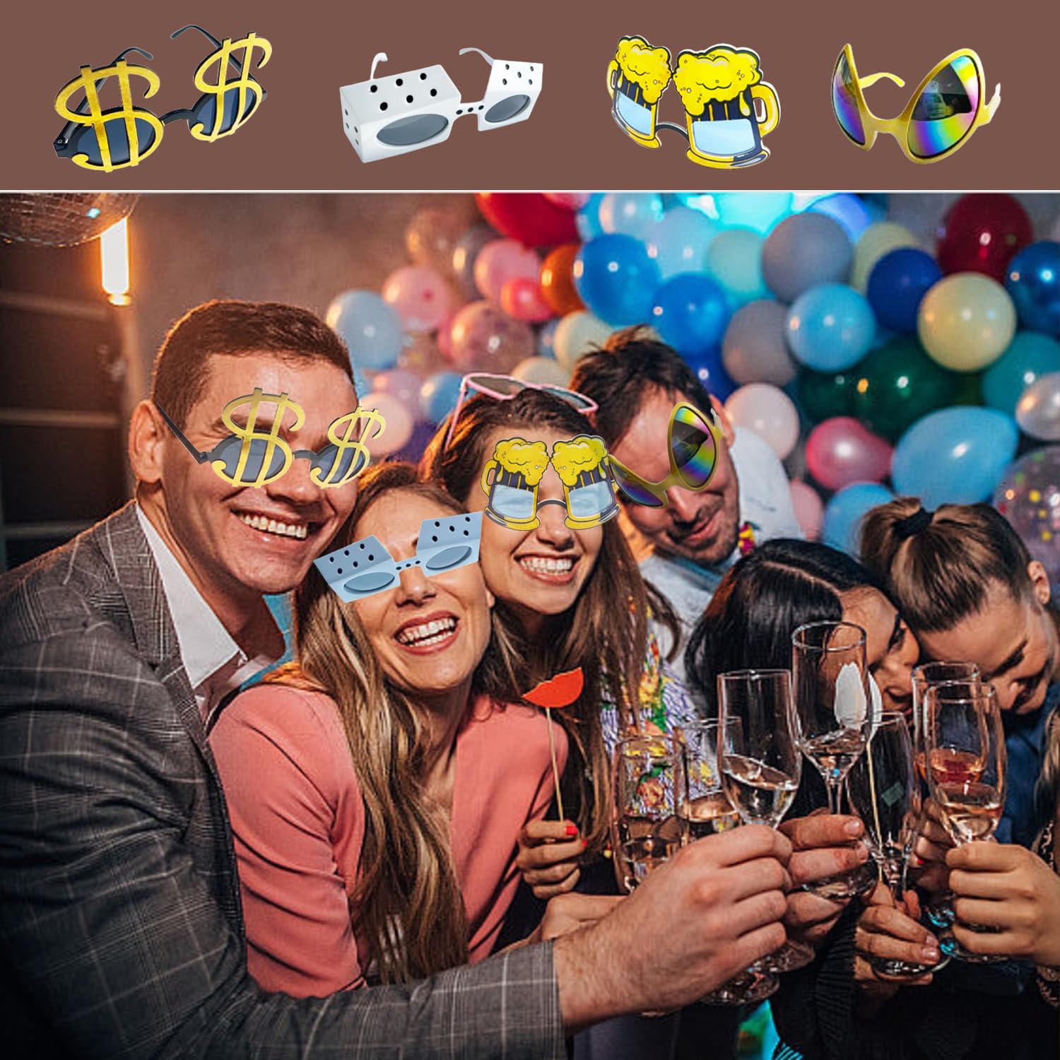 16 Stück sortierte lustige Sonnenbrillen Partygeschenke Set Neuheit Party Brillen für Erwachsene Crazy Party Brillen Foto Booth Requisiten Sonnenbrille Verkleiden Kostüm Brille Zubehör