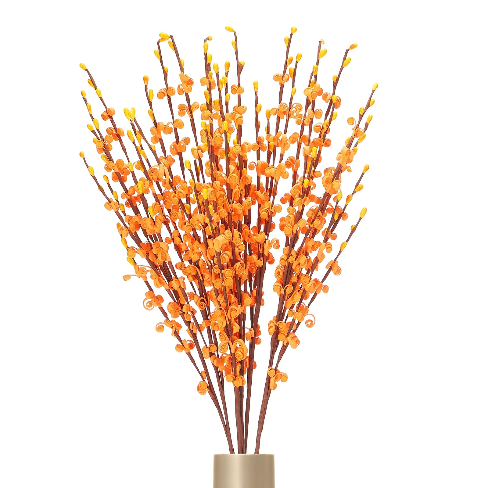 sourcing map 8Pcs Artificial Jasmine Flowers, 22 Inches Long Stems Tall Fake Flower Bouquet Faux Jasmine Plant for DIY Floral Art Arrangements Home Party Hotel Decoration(Orange)
