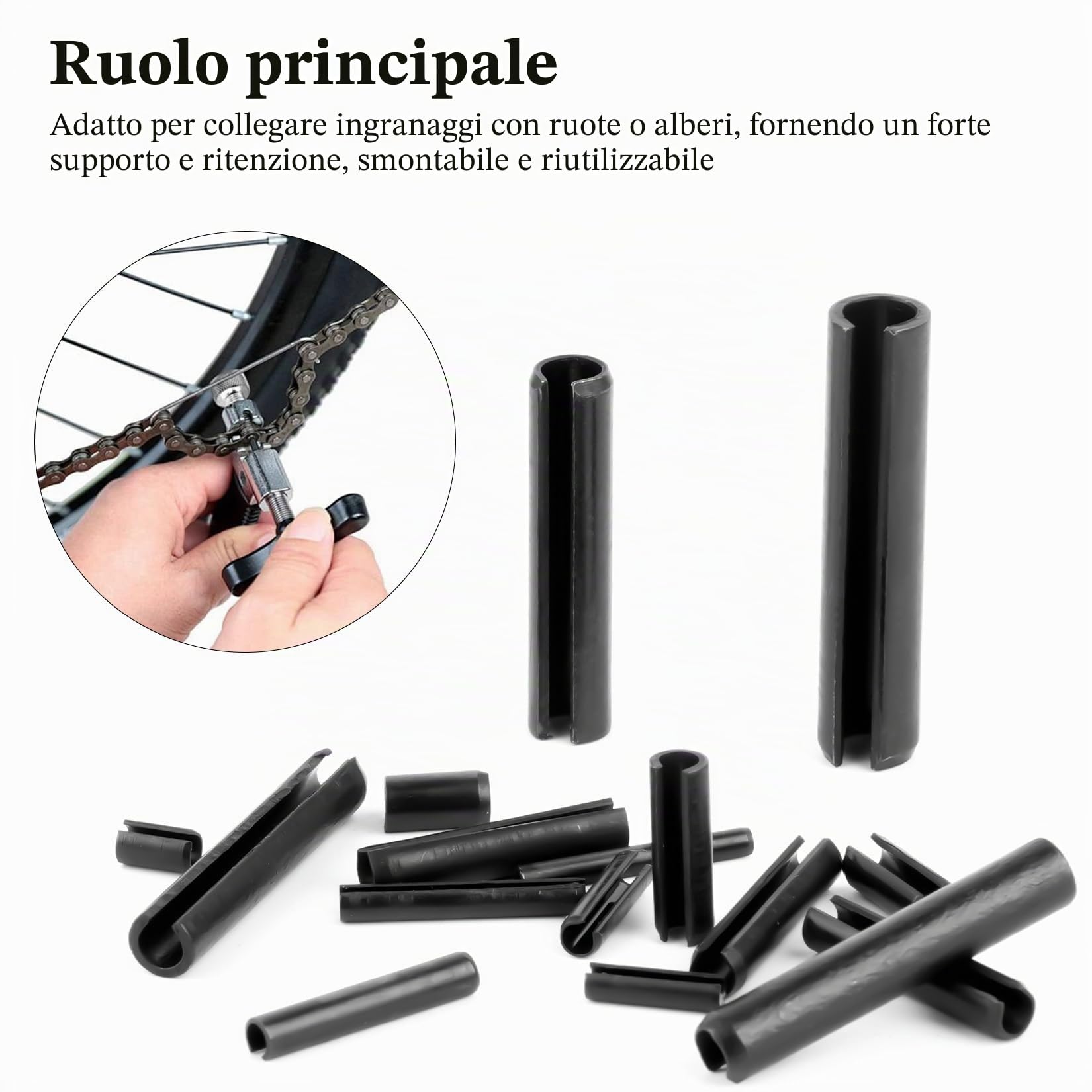 Spine Elastiche Perno di Tensione a Molla Diviso con Intaglio Perni a Rullo di Bloccaggio Split Scanalati Goupille di Sicurezza M1.5-M6 480 Pz