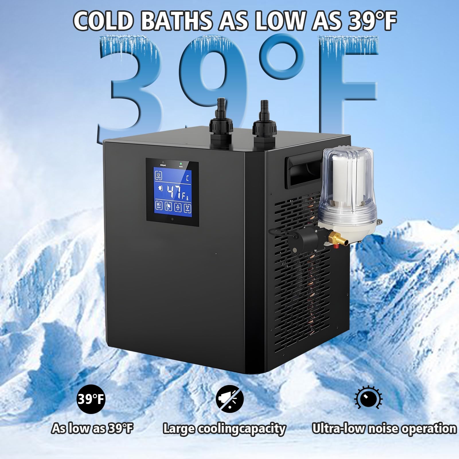 1/3 PS Eisbad-Wasserkühler mit Schlauch, externem Filter und Pumpe – Wasserkühler für Eisbäder, tragbares Kühlsystem für Heimfitness und Regenerationstherapie SingleWaterPump