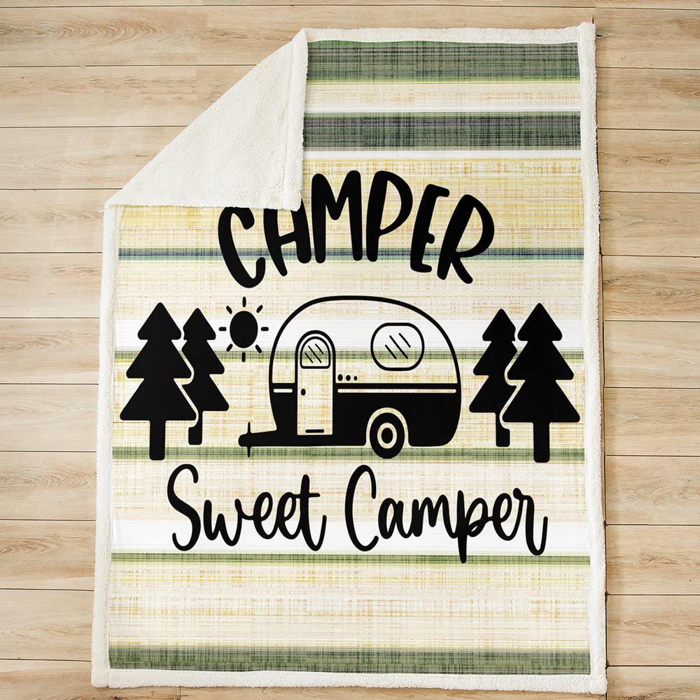 Coperta in pile per camper per bambini Coperta in peluche grande campeggio Sherpa coperta decorazione camera da letto camper campeggio camper coperta sfocata queen 200 x 220 cm