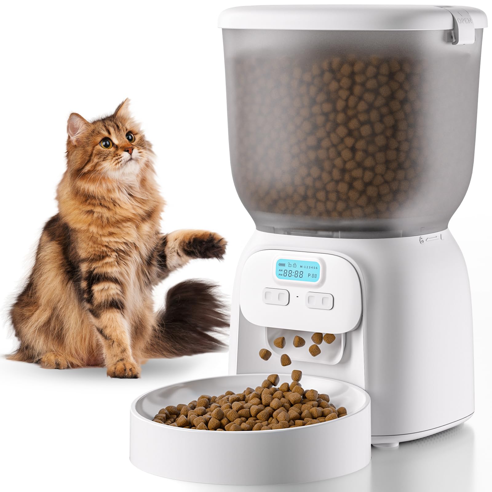 Anykuu Comedero Automatico para Gatos 4L Dispensador de Comida Perros con Temporizador y 1-6 Comidas al Día/1-20 Porciones por Comida para Mascotas Pequeñas y Medianas