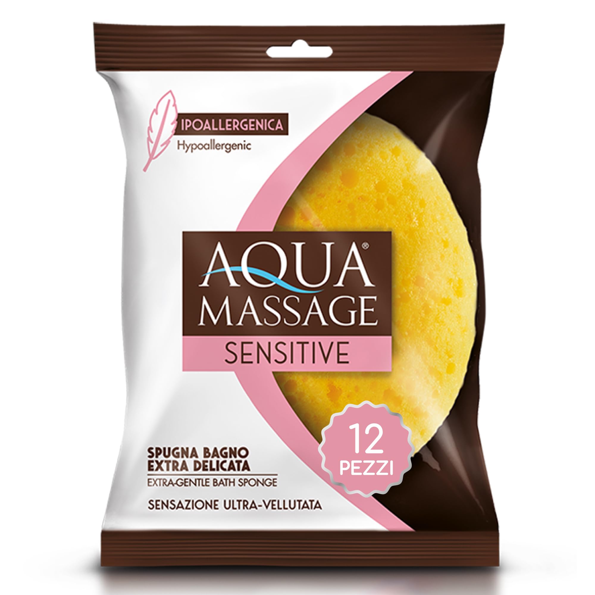 ARIX 12 Extra Delicate Body Bath Sponges from The Aqua Massage Sensitive Line, Gentle Sponge for All Skin Types, Supgna Soft and Absorbent Massage Relax – 12 Pieces