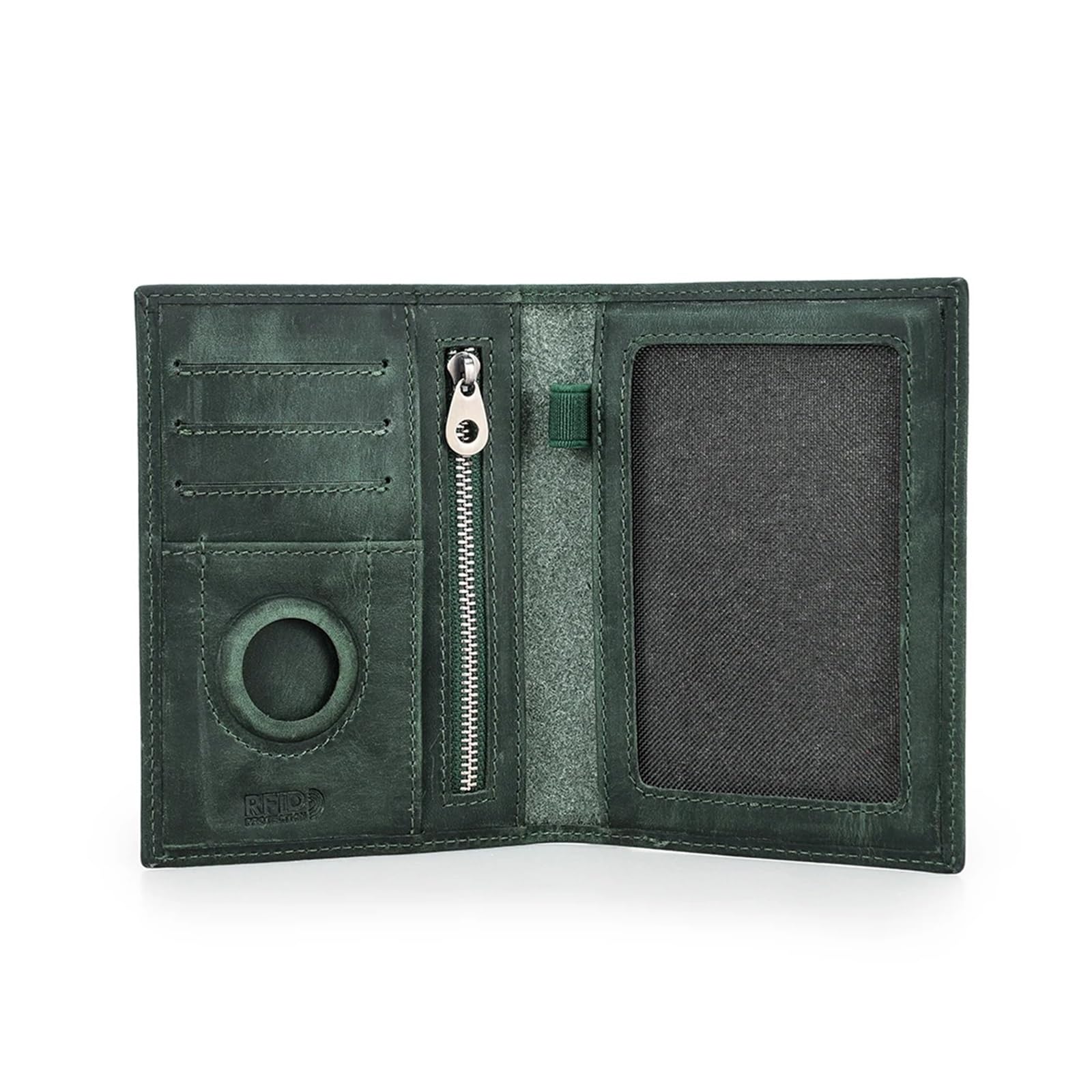 Porta Passaporto Portafoglio da viaggio in pelle con tasca portapenne Per Documenti Di Viaggio(Green)