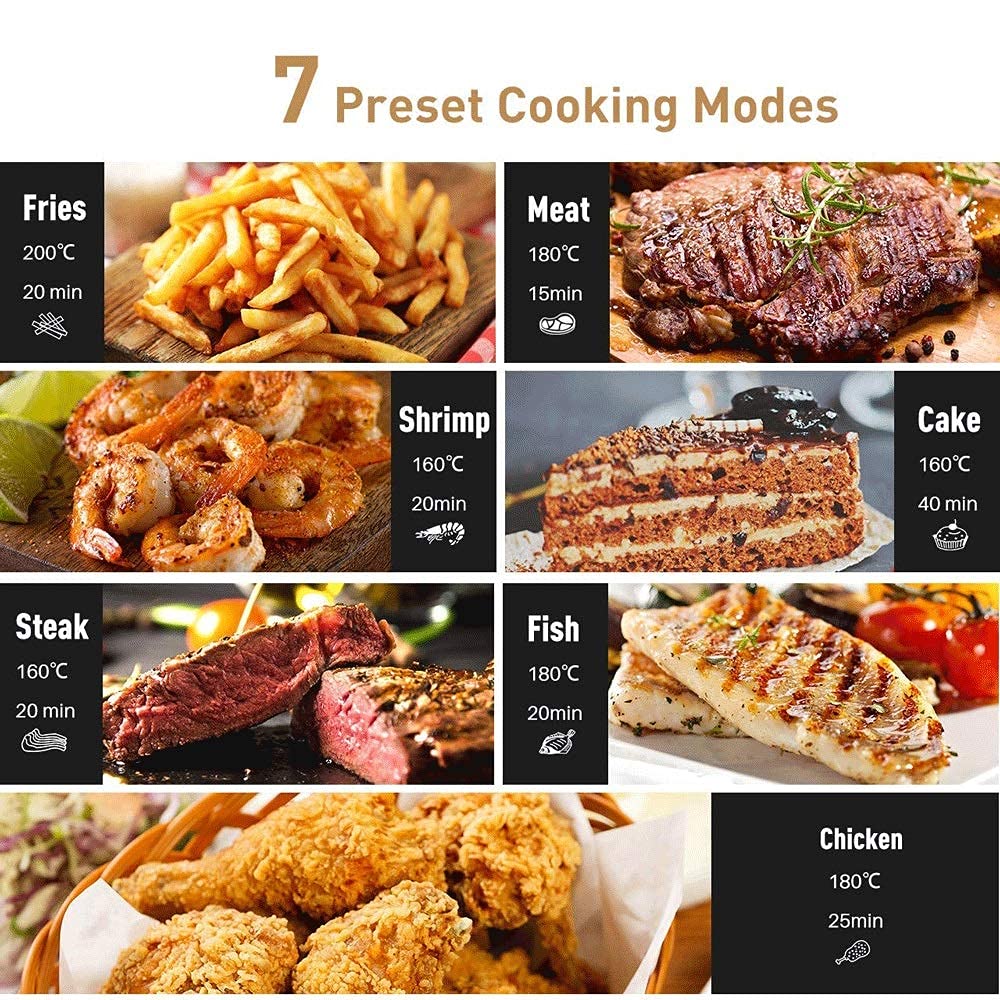 Friggitrice ad aria multifunzione, friggitrici ad aria calda Forno con preimpostazioni di cottura programmabili per friggere ad aria, arrostire, cuocere al forno e grigliare, dimensioni 33 cm * 28 cm