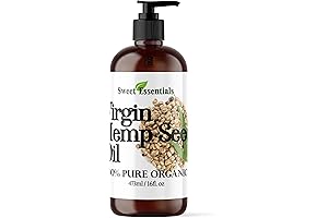 Sweet Essentials Organic Extra Virgin Hemp Seed Oil - 100% Pure Cold...