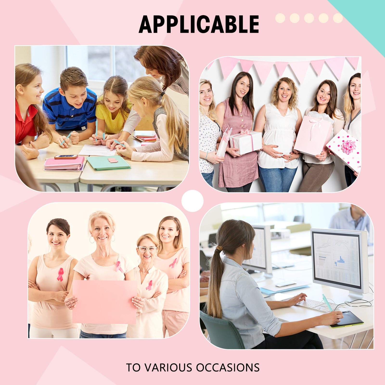 100 bolígrafos retráctiles cómodos para baby shower, bonitos y elegantes bolígrafos de tinta negra, bonitos suministros escolares en punta media de 1 mm para oficina, profesores, estudiantes (azul