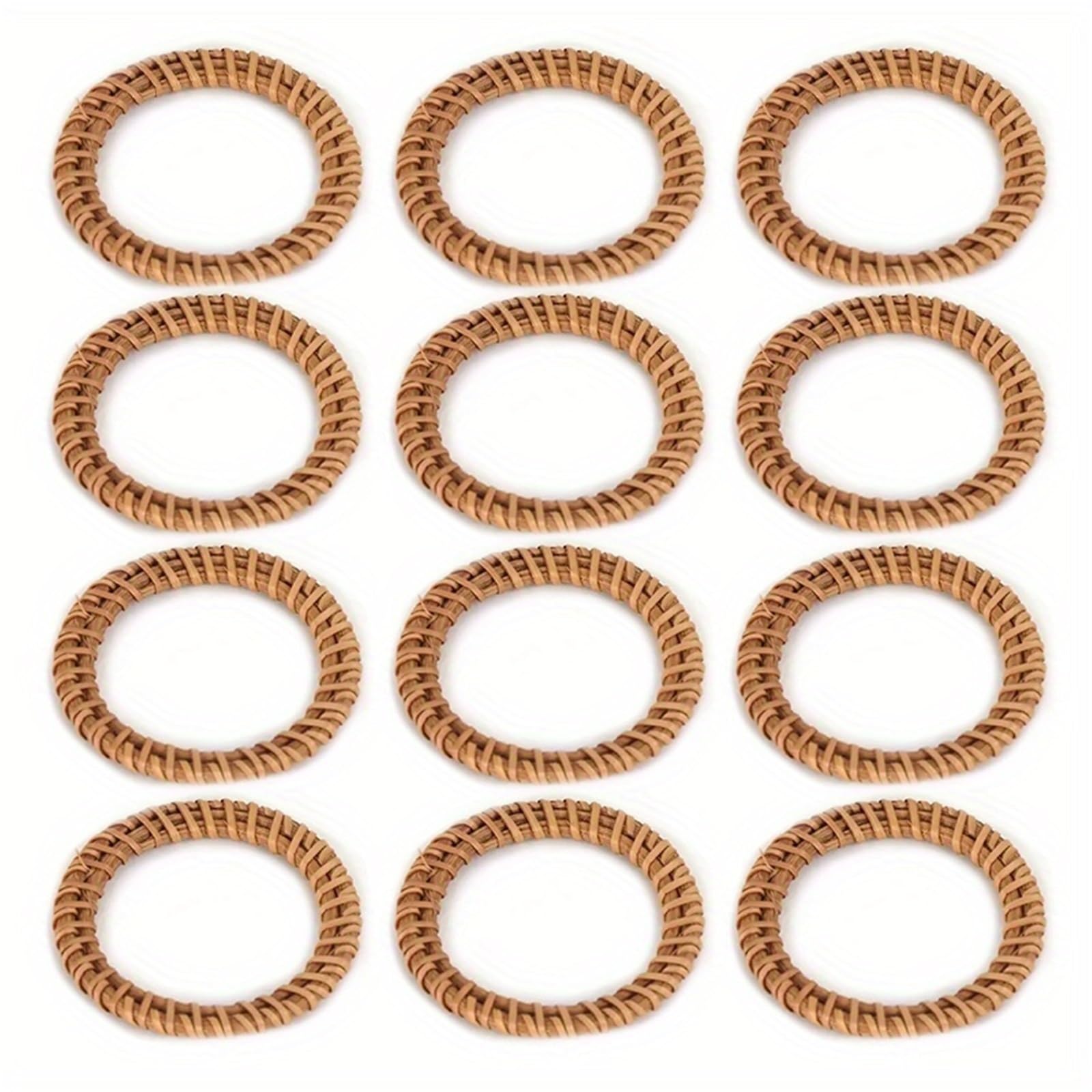 20pcs Rattan Napkin Rings Rustic Woven Tabletop Holders for Wedding Party Decor