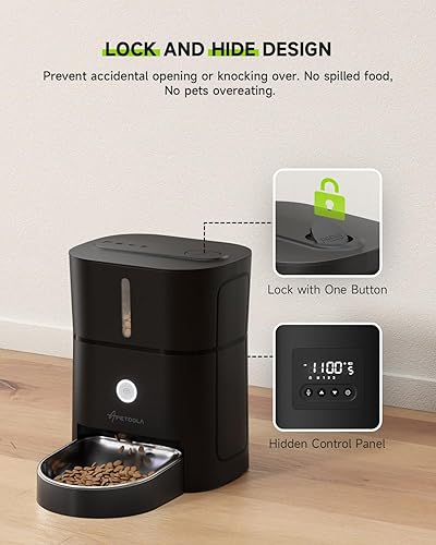 Miniatura 4 de Comederos automáticos para gatos, dispensador de alimentos secos para gatos con tiempo sin obstrucciones, 3L12 tazas, alimentador automático