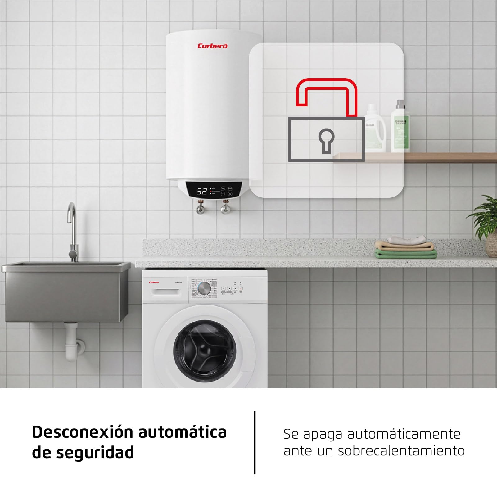 Corberó – Termo Eléctrico Digital | CTWBD80 | 72L | 30-75º | Función Smart | Termostato Exterior Regulable | Protección Anticorrosión | Resistencia de Acero | Termómetro exterior| Panel Digital