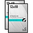 Americanflat 14x14 Picture Frame with Polished Plexiglass - Streamline Collection - Thin Border Square Frame for Wall Display - Hanging Hardware Included - Black