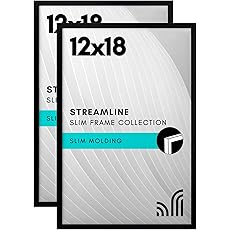 Americanflat 14x14 Picture Frame with Polished Plexiglass - Streamline Collection - Thin Border Square Frame for Wall Display - Hanging Hardware Included - Black