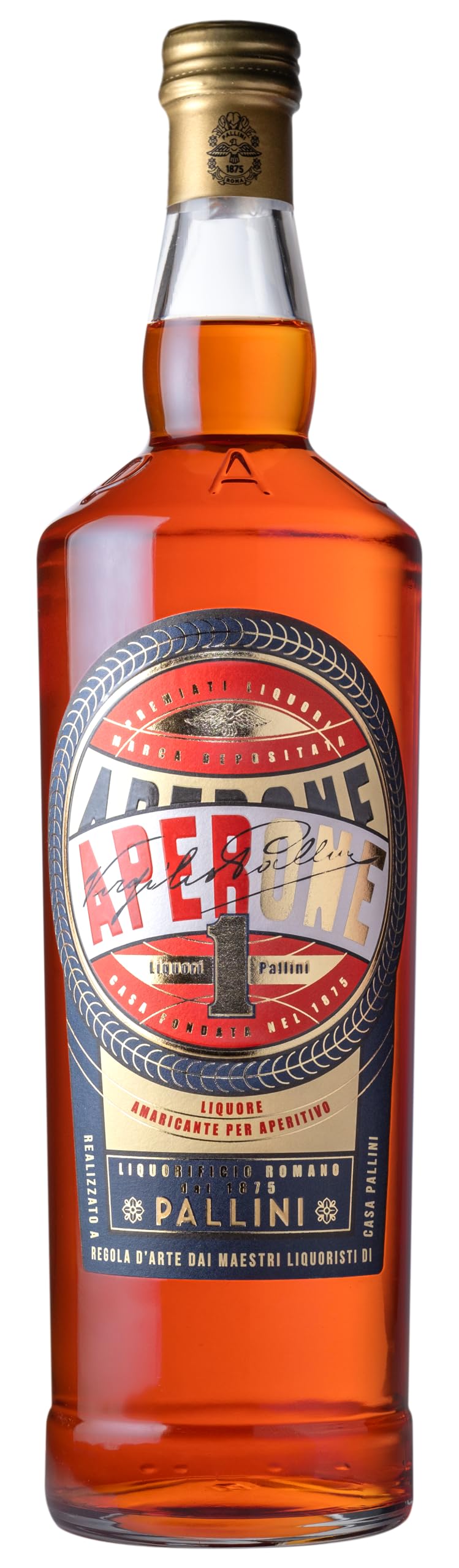 Pallini Aperone Aperitif I 15% Vol. I 1000 ml I Italienischer Aperitif-Likör mit intensivem Orangenaroma I Harmonische Balance aus Süße & Bitterkeit I Ideal als Spritz-Variante oder pur auf Eis