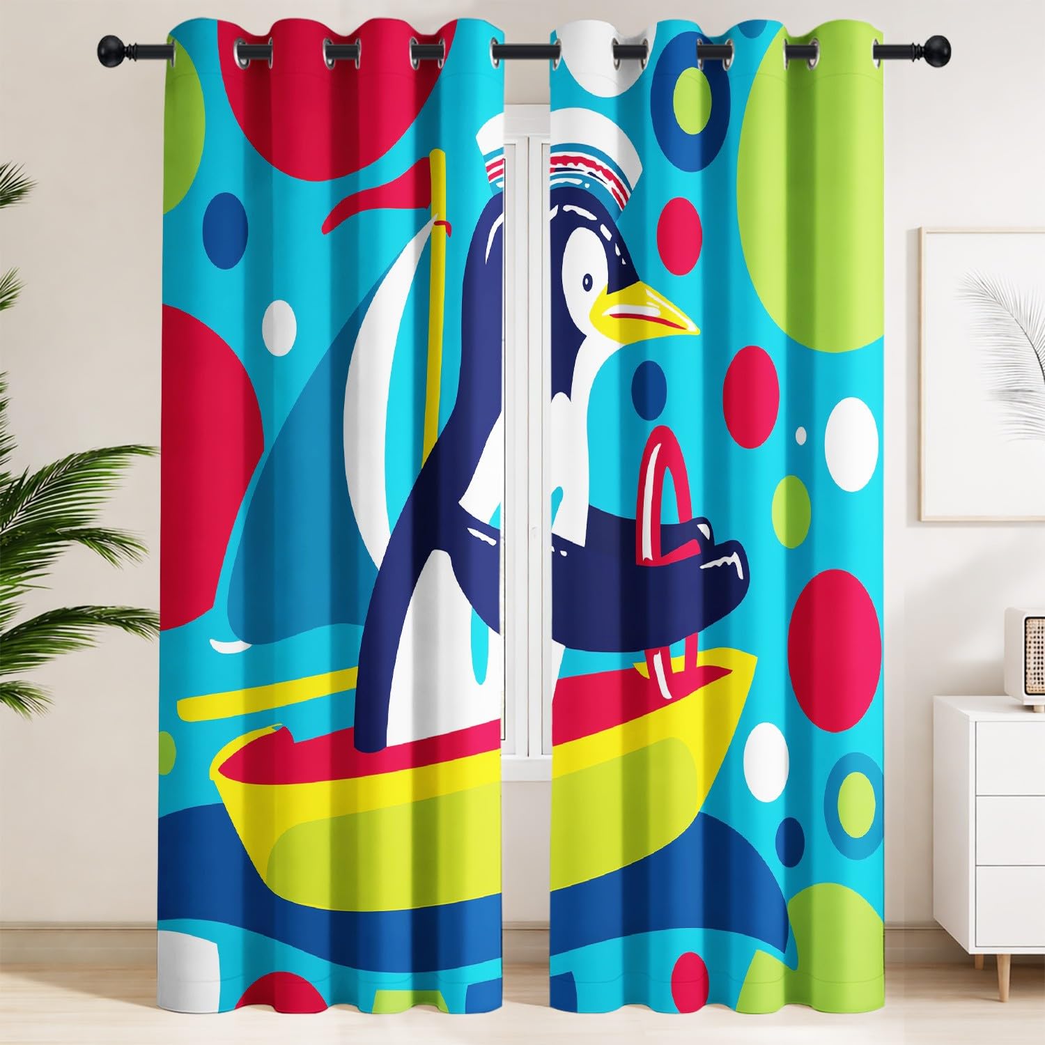 Rideaux occultants pingouin marin isolation thermique chambre enfant