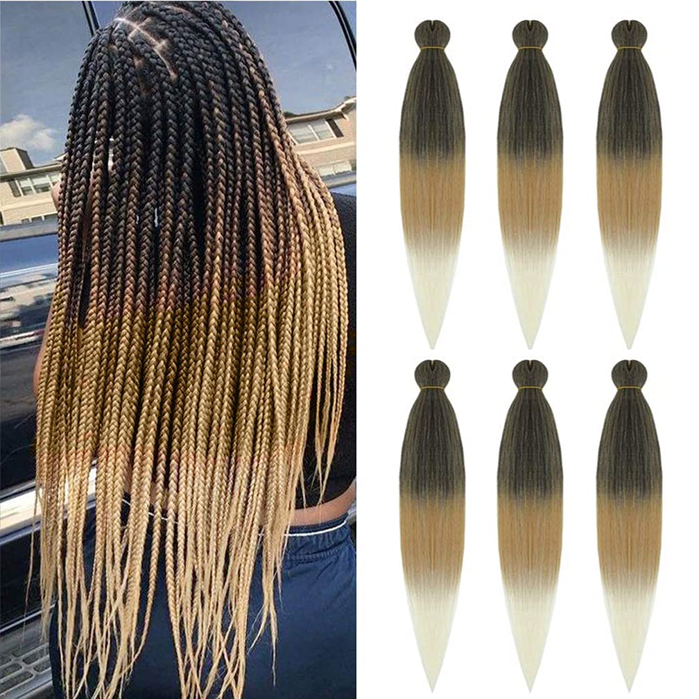 MayShow 6 Bundles Braiding Hair Pre stretched 26 Inches Itch Free Synthetic Fiber Crochet Twist Braids Yaki texture Braiding Hair Extensions for Women (1b-27-613)