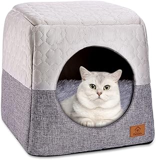 Ownpets Cat Bed for Indoor Cats, 3-in-1 Foldable Cat Cave Bed Cat Houses with Removable Washable Cushion Soft and Self War...