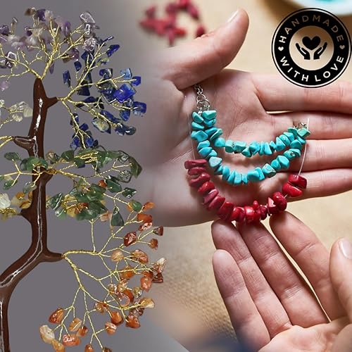 Miniatura 4 de Árbol de la vida de cristal de siete chakras, árbol bonsái de alambre de 7 cristales curativos, Feng Shui Reiki hecho a mano, árbol bonsái de