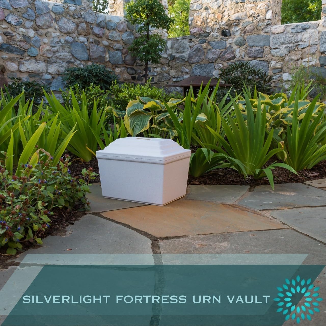 Silverlight Fortress Urn Vault in White, Single Urn Vault for One, Ground Burial Urn Vault, Holds One Adult Cremation Urn for Human Ashes, Durable Cremation Urn Vault for Cemetery Burial