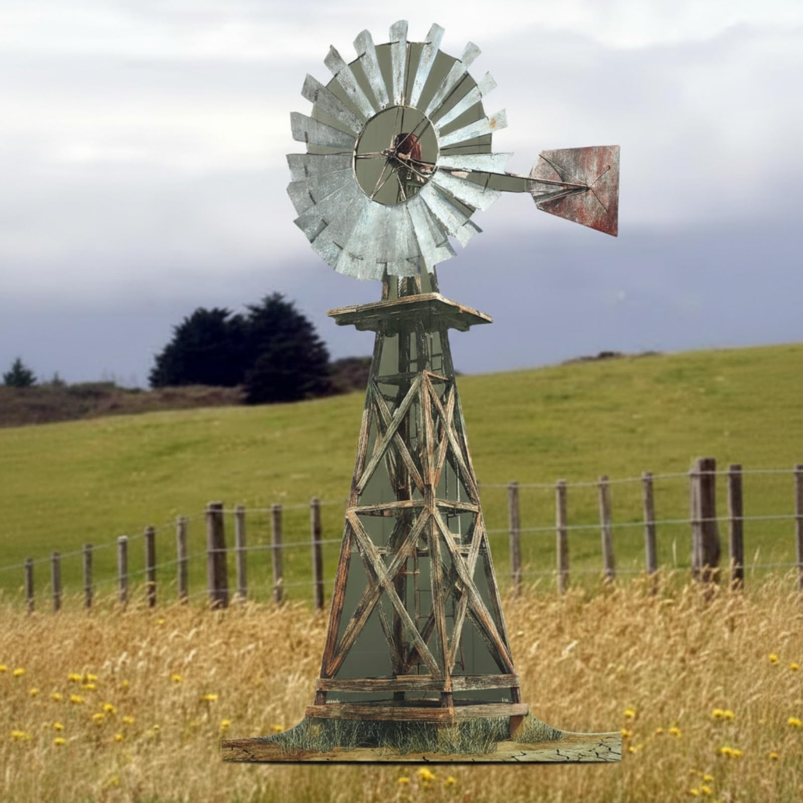 Molino de viento de cartón para fotos en fiestas temáticas de granja