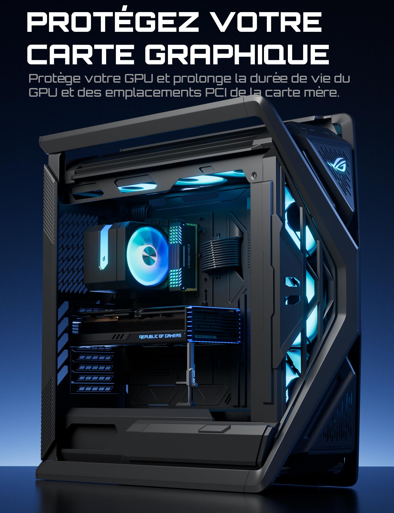 upHere GH07 Support GPU Alliage de Zinc Hauteur Réglable Carte Graphique Base Magnétique Patin Caoutchouc 18-160mm Noir