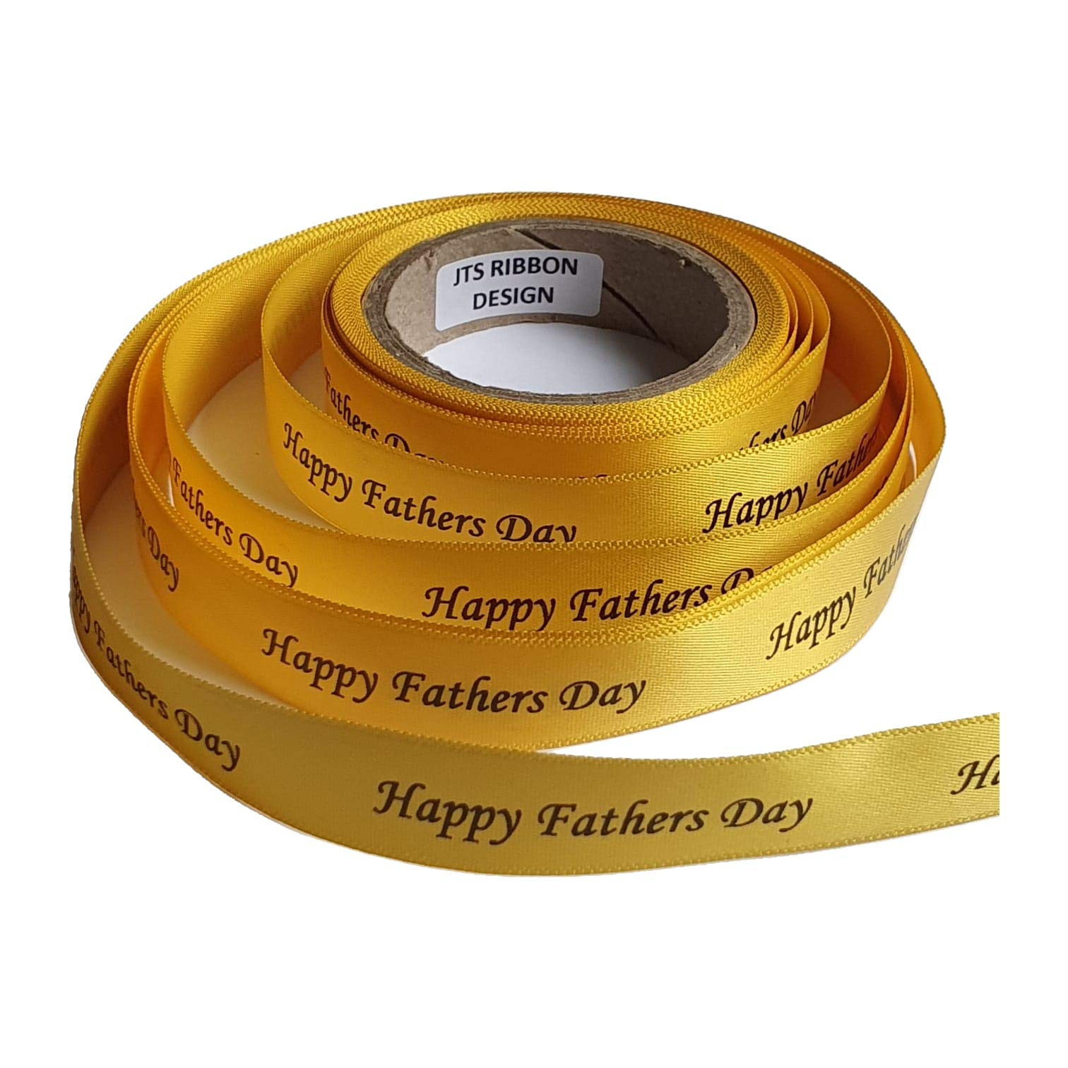 Fathers Day Ribbon Rolls 10 Colours Available 15mm x 5 Metres Sunday 21st June 2026 (Yellow)