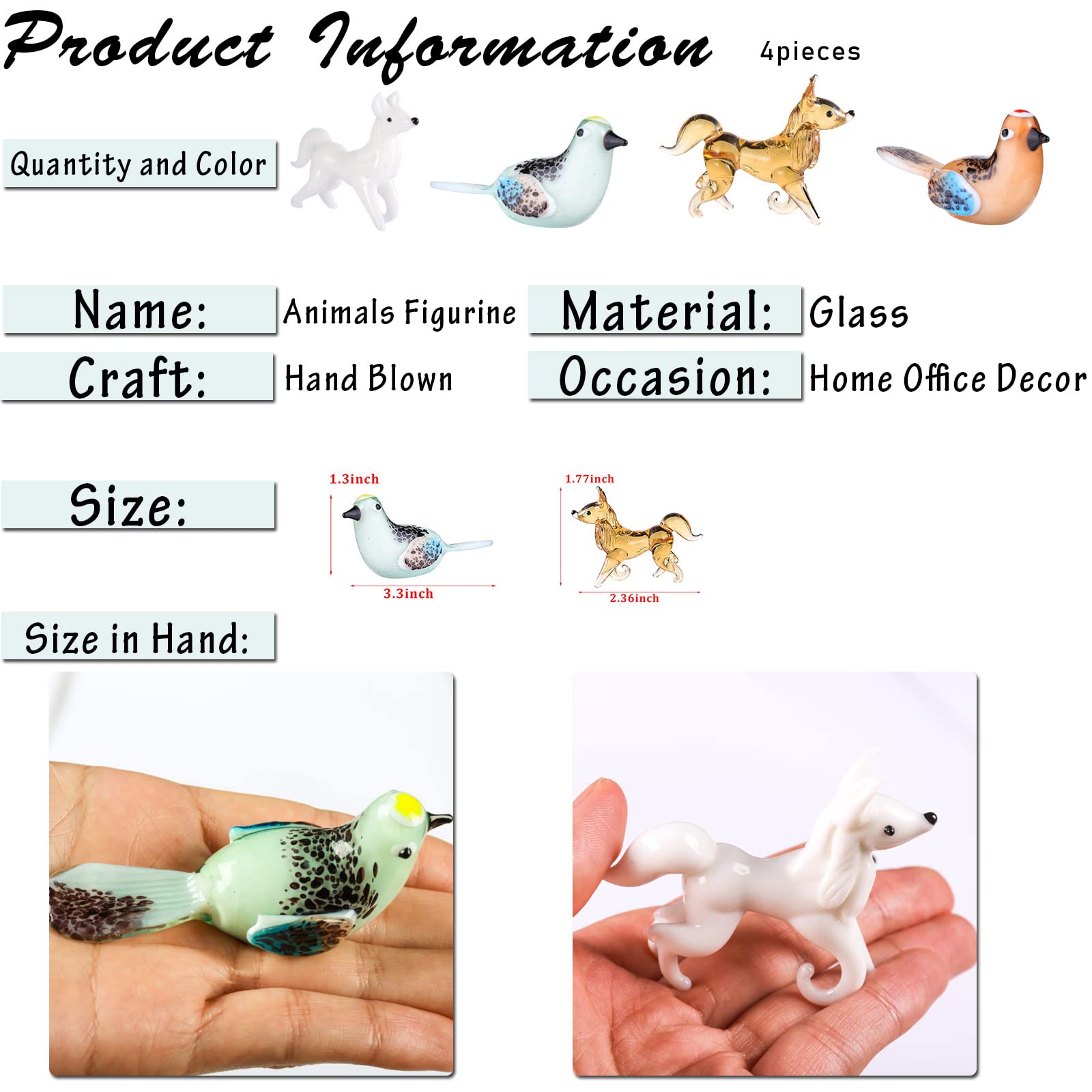 Amazon.co.jp: 吹きガラス 動物 クリスタルフィギュア 鳥の置物 アート