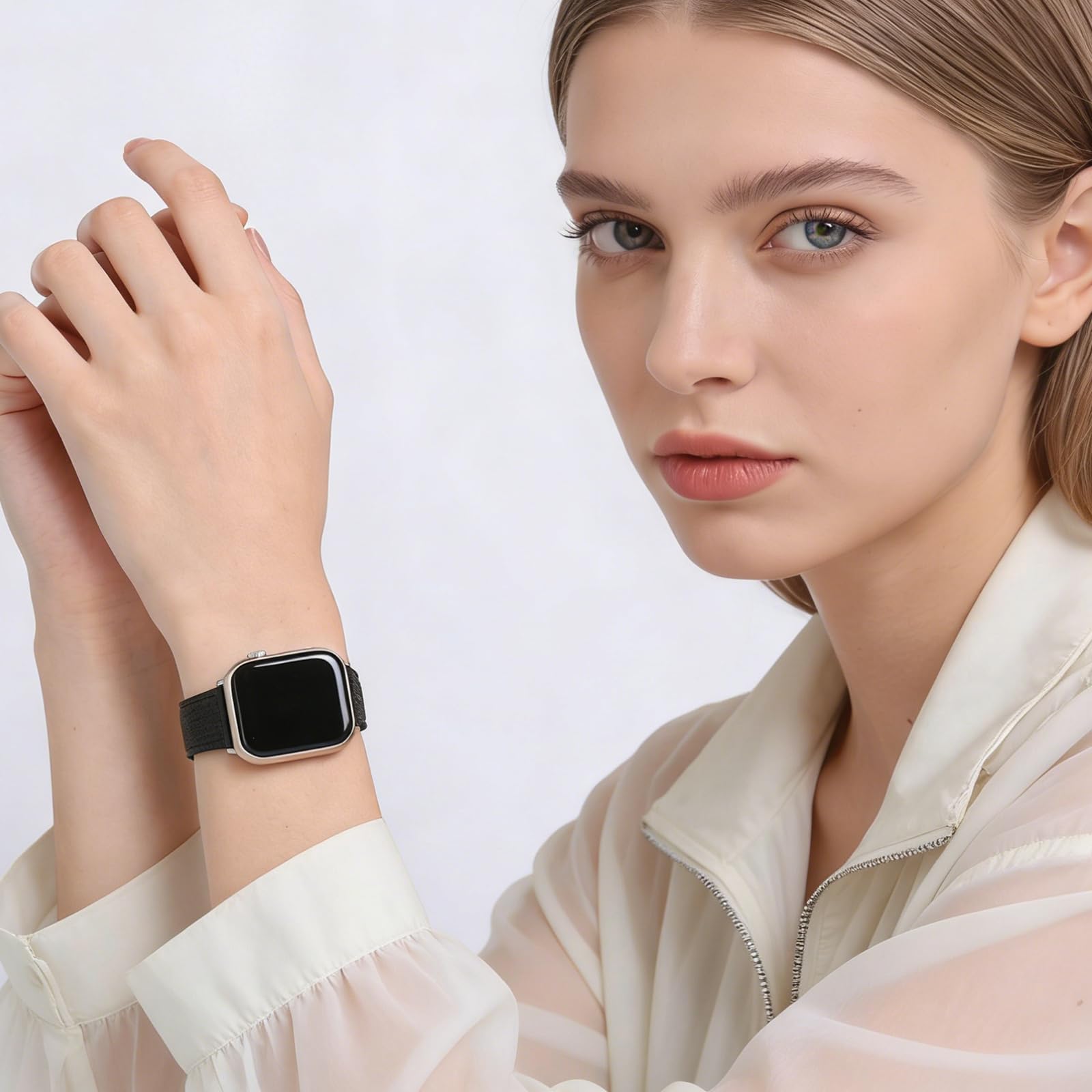 Cinturino sottile da donna in morbida pelle di capra francese, compatibile con Apple Watch da 38 mm, 40 mm, 41 mm, 42 mm, 44 mm, 45 mm, 46 mm, 49 mm, cinturino di ricambio sottile in pelle per iWatch