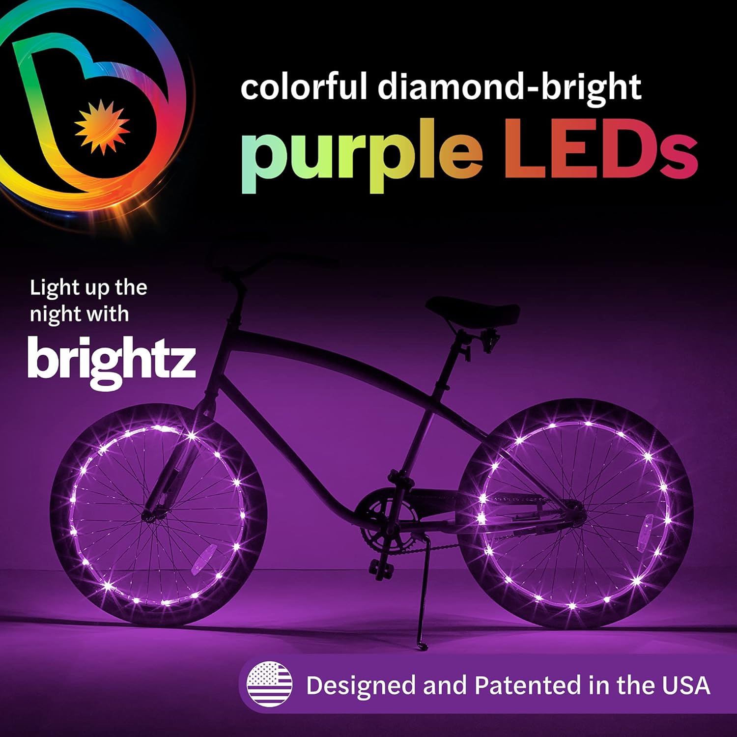 Brightz WheelBrightz LED Bike Wheel Lights, Purple – Pack of 2 Tire Lights – Top 2021 Best Christmas Bicycle Light Decoration for Him or Her Boys Girls Kids Aunt Uncle Mom Dad Brother Sister Family : Sports & Outdoors