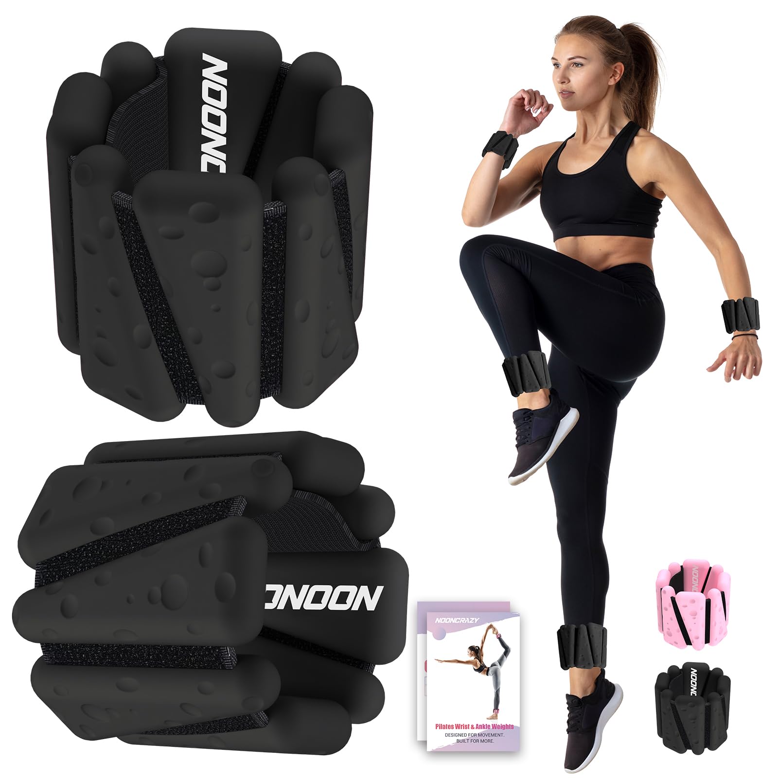 Wrist Ankle Weights Bangles 4lb/2lb for Women, Adjustable Silicone Pilates Weights Bracelet, Heavy Duty Fasteners Wearable Arm & Leg Weights for Yoga, Pilates, Barre, Walking and Gym (Set of 2)