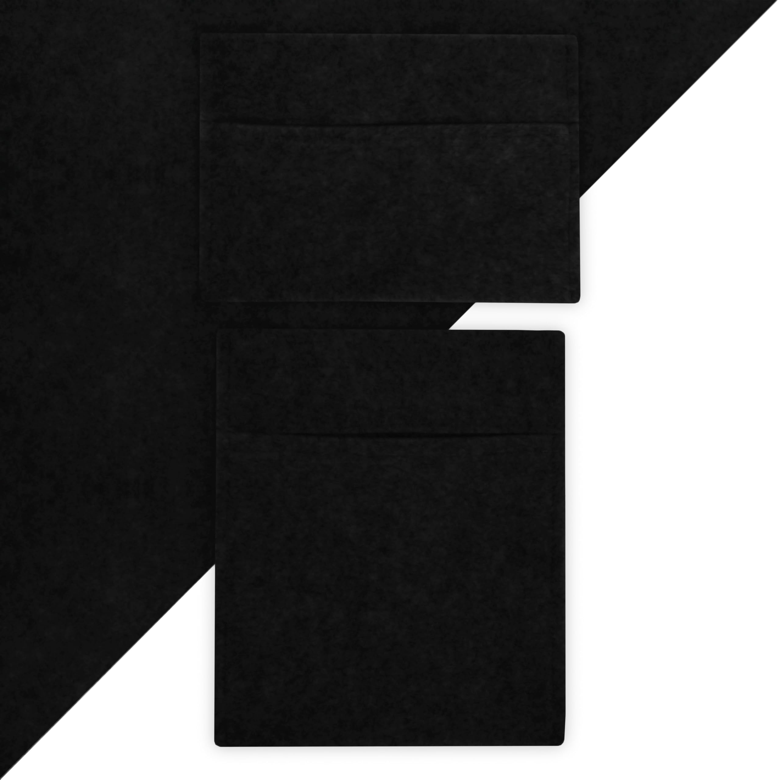 Camper Van Lining & 2 x Storage Pouches Black Carpet 4 Way Stretch 2m Wide 11m2 Coverage Car Motorhome Vehicle Interior Campervan Conversion 2 Size Tool Paperwork Document Pocket Organiser Holder