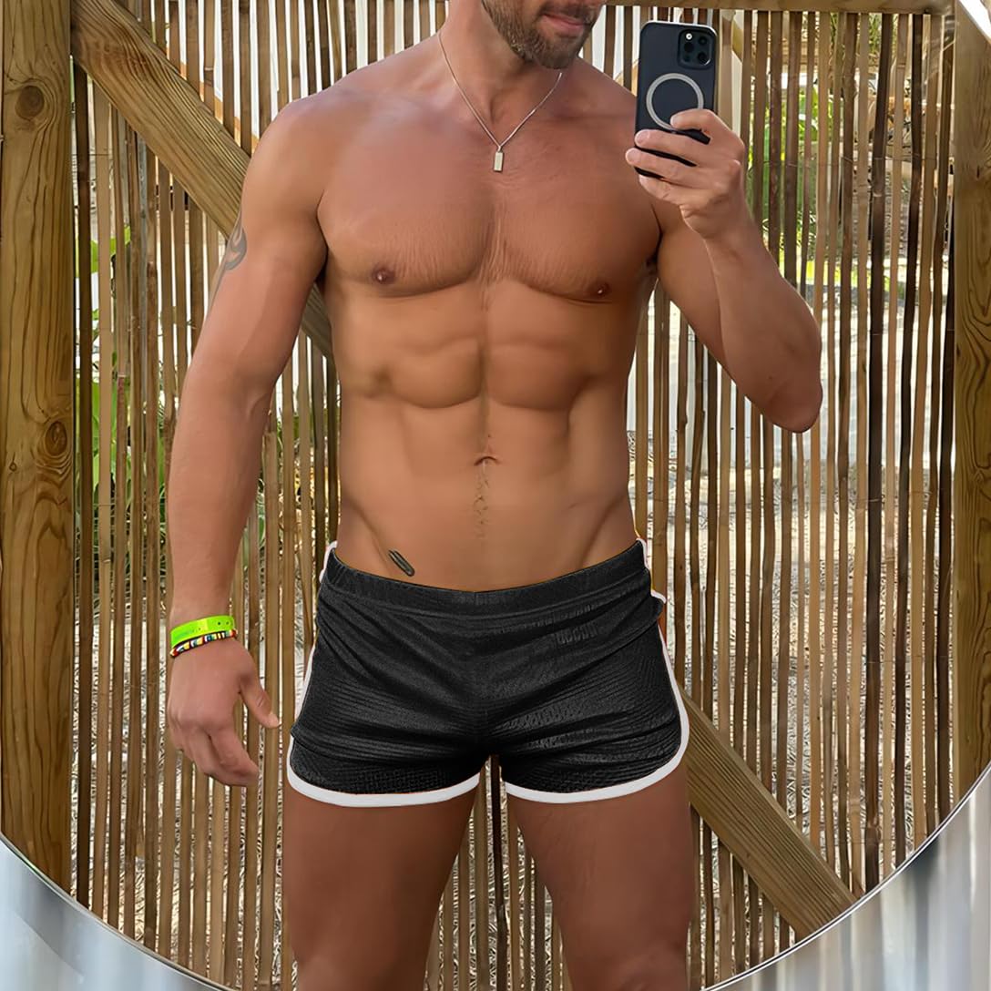 AIMPACT Mens Running Shorts Breathing Workout Gym Booty Short Shorts: X-Small Blackwhite