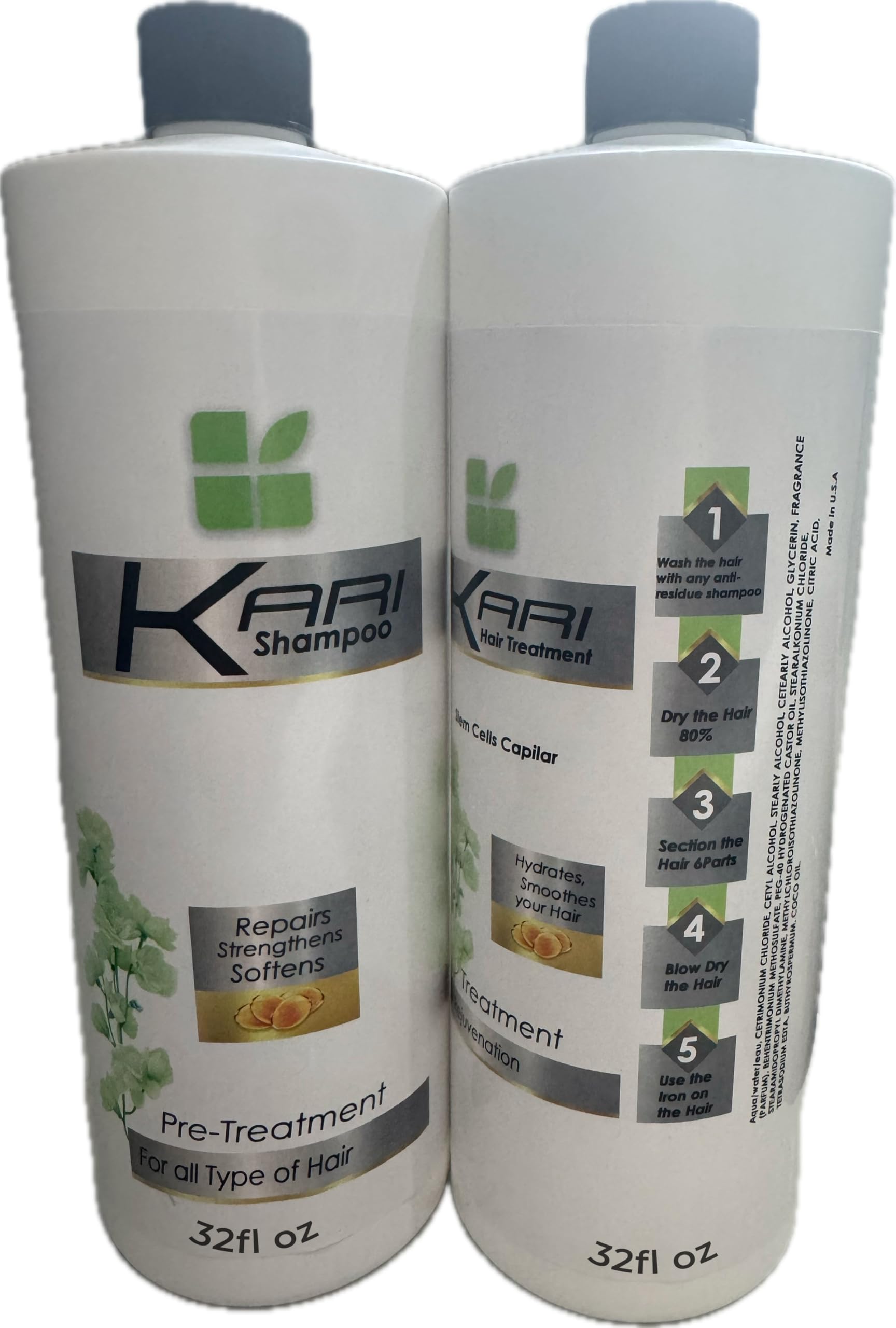 Kari Stem Cells Hair Surgery 32oz Hair Treatment professional results 1 liter + shampoo Cirugia Capilar de celulas madres kERA fRUIT Blowout for Frizzy, Dry, or Damaged Hair | Smooth, Silky Results