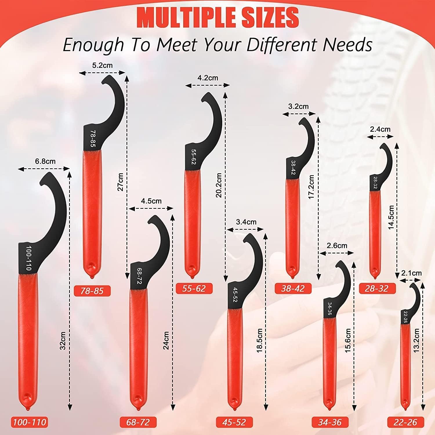 9 Pieces Coilover Spanner Wrench Set Adjustable Shock Coilover Wrench Spanners Hook Wrenches Tools Coilover Wrench Steel Spanner for Suspension System and Shock Adjustments