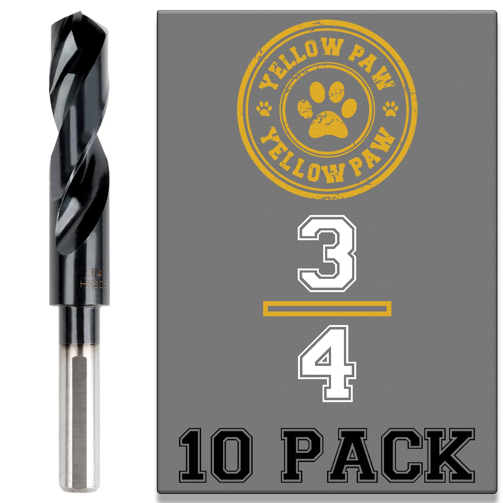 3/4 Inch Drill Bit (10 Pack) Industrial Grade M35 Cobalt Titanium Aluminum Nitrite - 3/4" Diameter & Total Length of 6" with Working Length of 3"