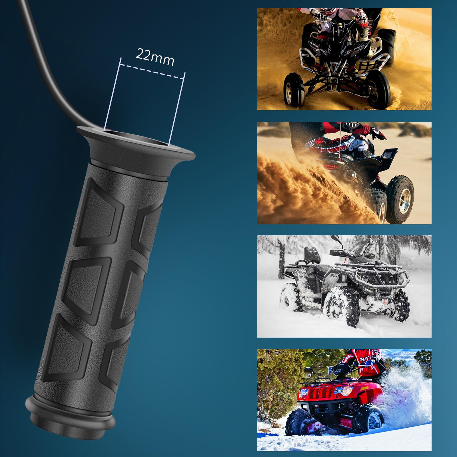 Poignées chauffantes verrouillables pour VTT, chauffage de guidon de 2,2 cm 12 V avec chauffe-pouce, 3 réglages de chaleur électrique chauffe-mains