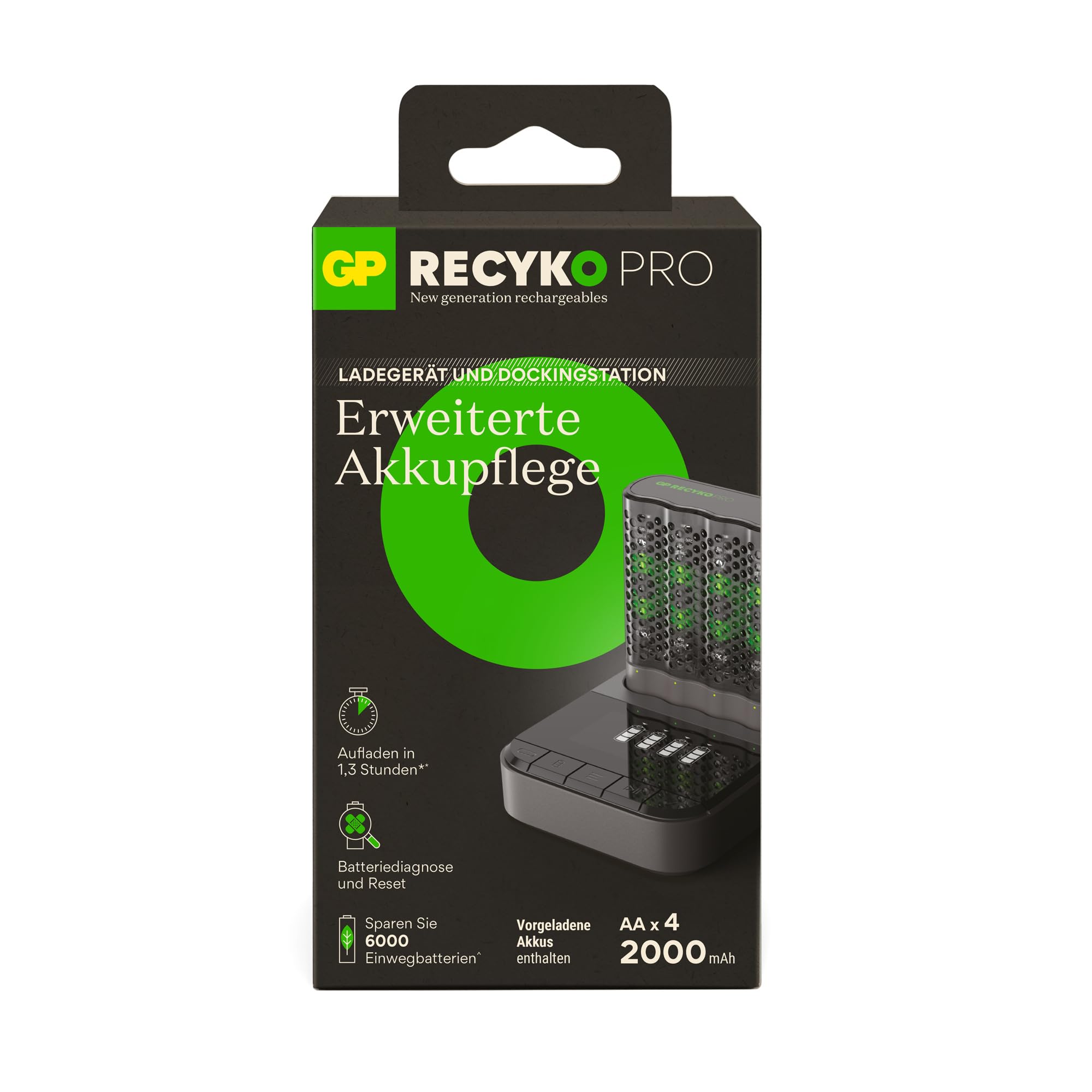 GP RECYKO Pro GP P461 ładowarka USB + 4 baterie AA RECYKO PRO 2000 mAh + stacja ładująca USB, GPRCPCHP461D464