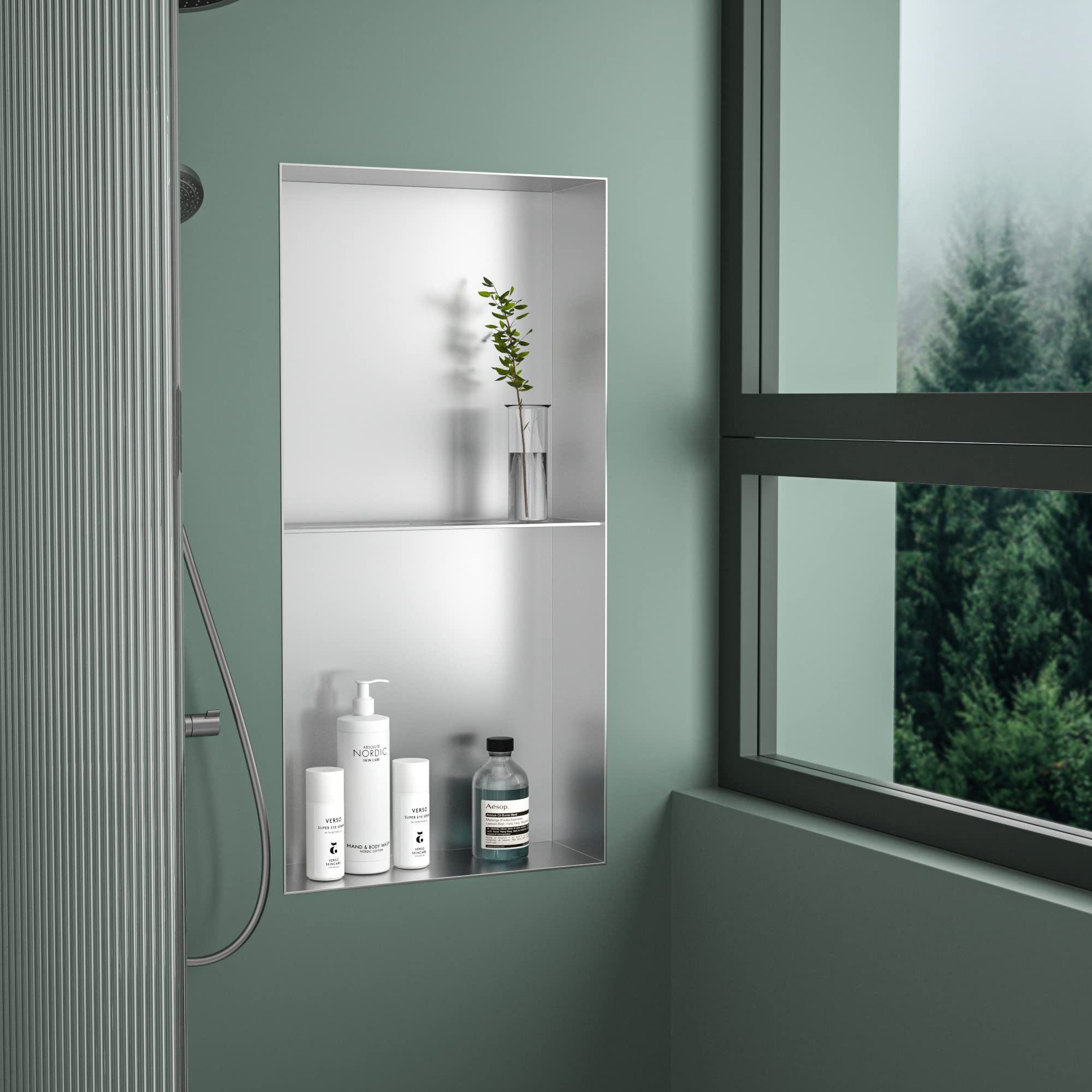 Niche De Douche En Acier Inoxydable Avec LED – Étagère Murale Double étage Pour Salle De Bain