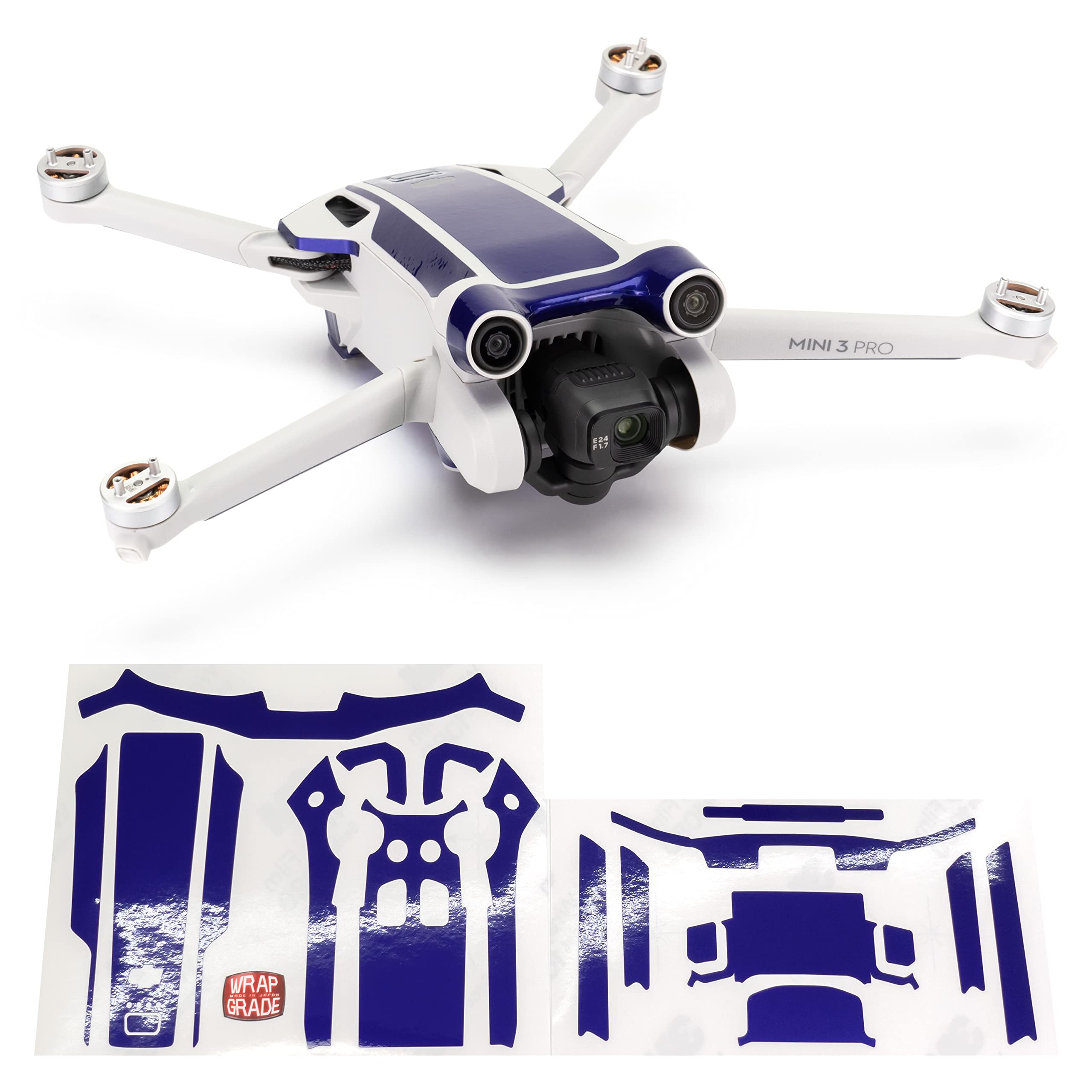 WRAPGRADE Pegatinas Compatibles Con DJI Mini 3 – Color Acento (Azul Estratosfera) – Vinilo 3M De Alta Calidad