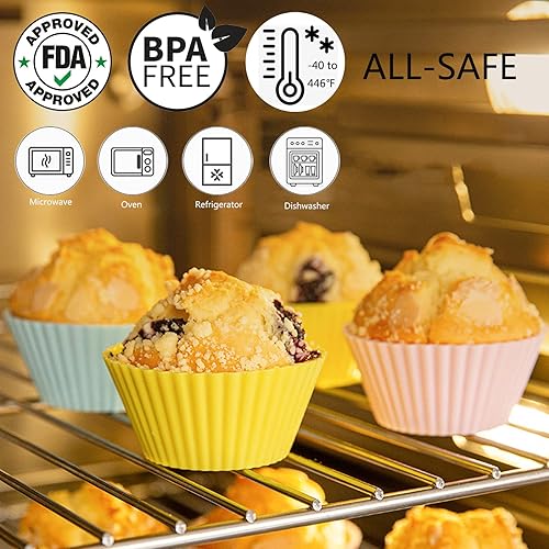 Miniatura 5 de DERGUAM - 50 forros de silicona para magdalenas, moldes reutilizables antiadherentes fáciles de limpiar para cupcakes, redondos, cuadrados,