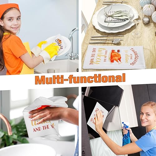 Miniatura 6 de 4 toallas de mano decorativas de Acción de Gracias Gobble Til You Wobble Pavo toalla de cocina de otoño altamente absorbentes para baño, cocina,