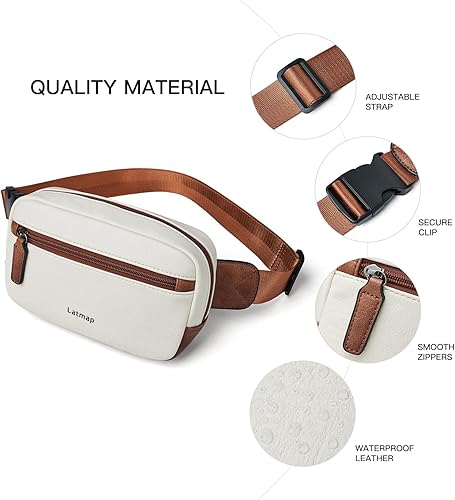 Miniatura 6 de Riñoneras de 2 litros, bolsa para cinturón en todas partes, pequeña, a la moda, de piel sintética, impermeable, para mujer, color beige