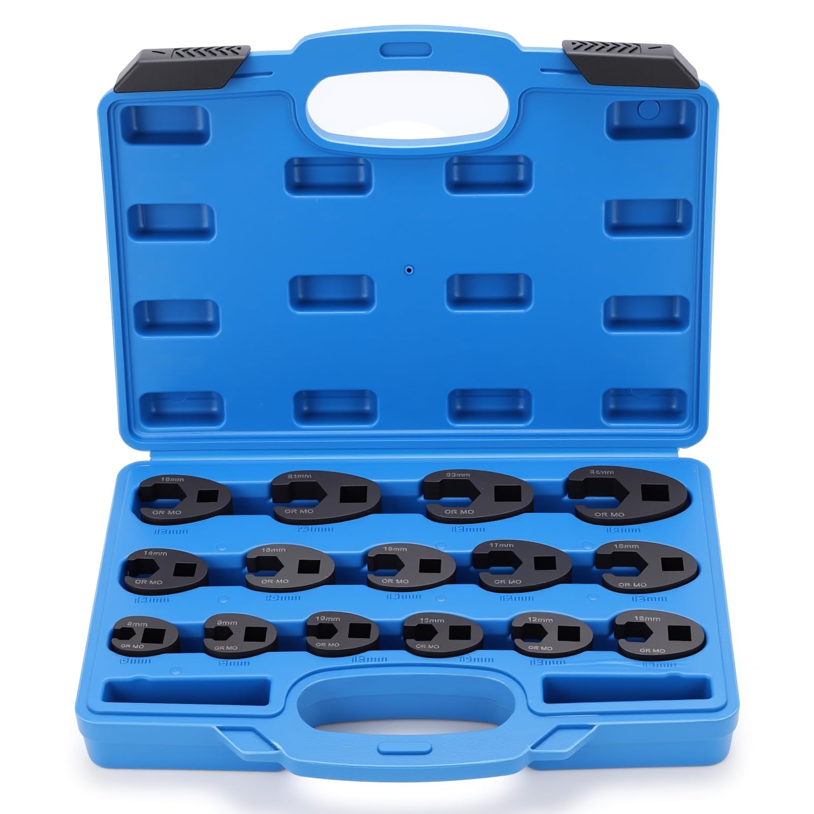 Yosoo Health Gear 15 Pieces 3/8β 1/2βCrowfoot Wrench Set, 8-24mm Metric Carbon Steel Flare Nut Wrenches Spanners, Open End Drive Ratchet Extension Crow Foot Tools for Fasteners