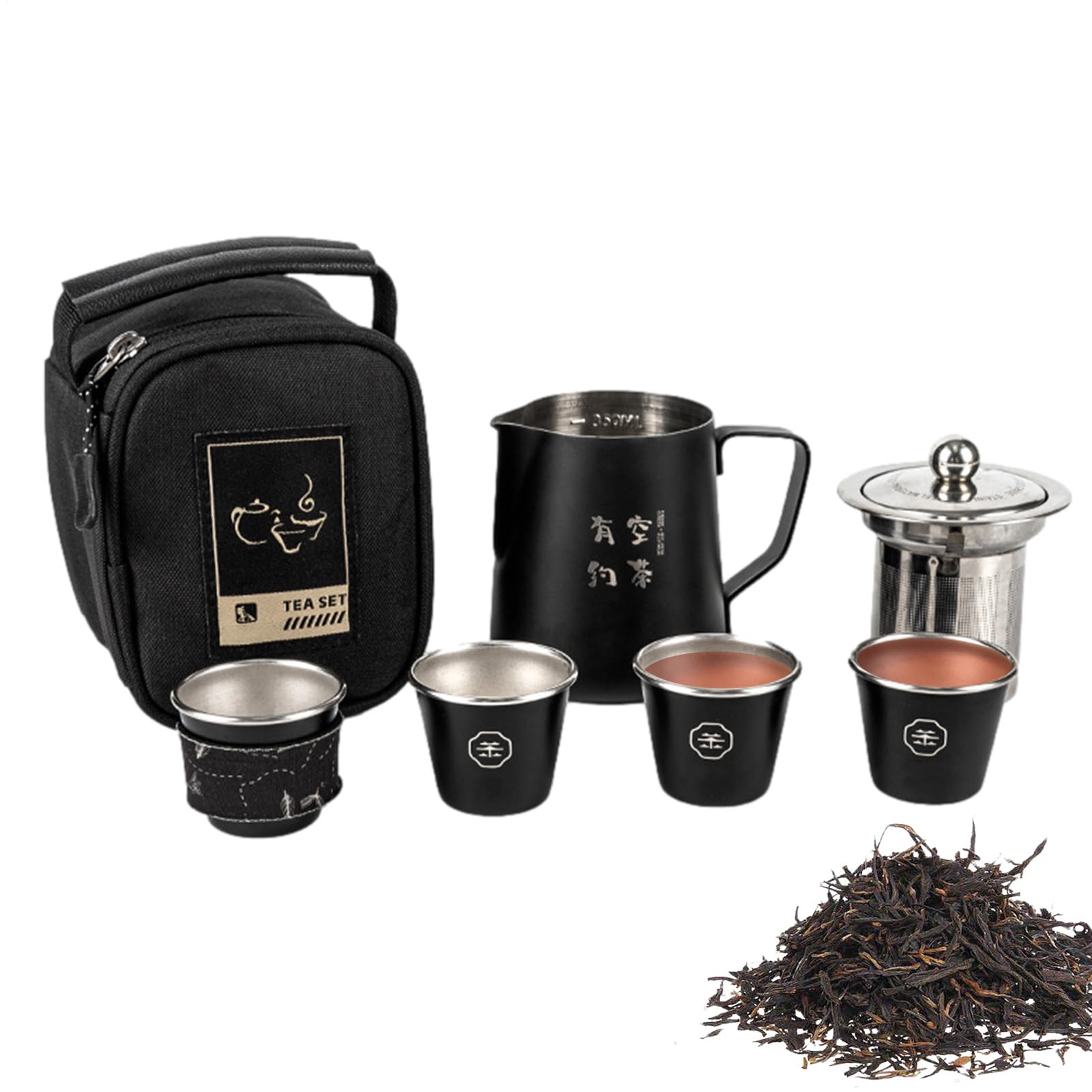 Théière de camping inox et tasses pour vos pique-niques et barbecues en plein air