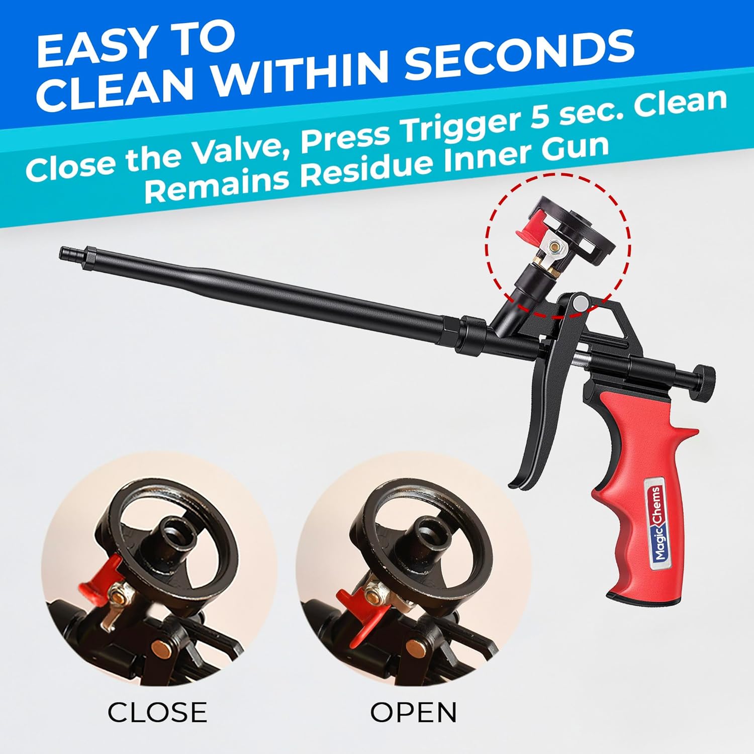 Spray Foam Gun Insulation (2 Insulation Foam Gun / 8 Nozzle) Insulating Applicator, Professional Expanding Foams Guns, for Dispensing, Caulking, Filling, Sealing, Red - 2 Pack