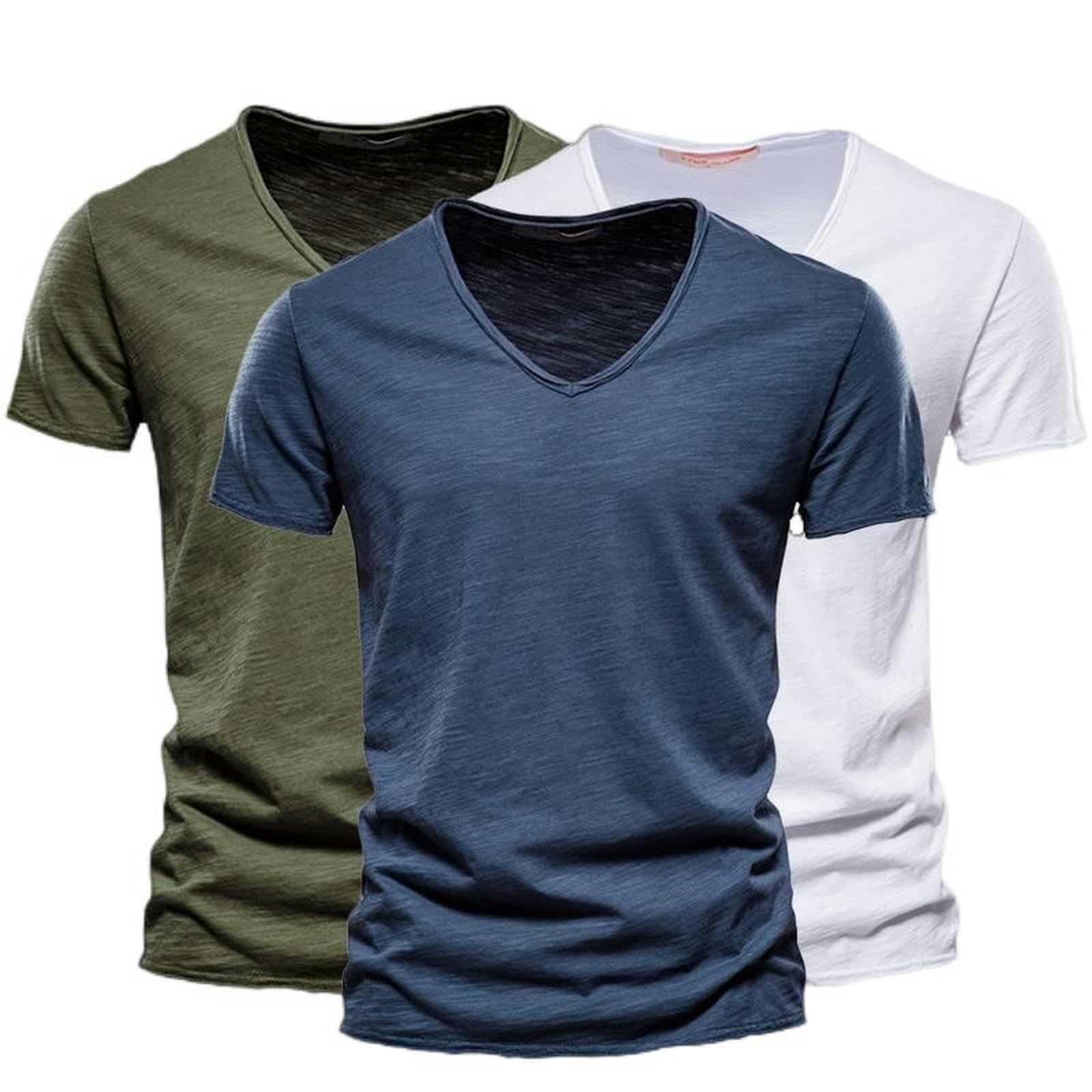 T-Shirt pour hommes à col en V manches courtes hauts d'été vêtements mode européenne taille XXL